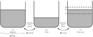 Andamento del tono vagale nelle tre fasi della teoria durante stress fisico: resting, reactivity e recovery