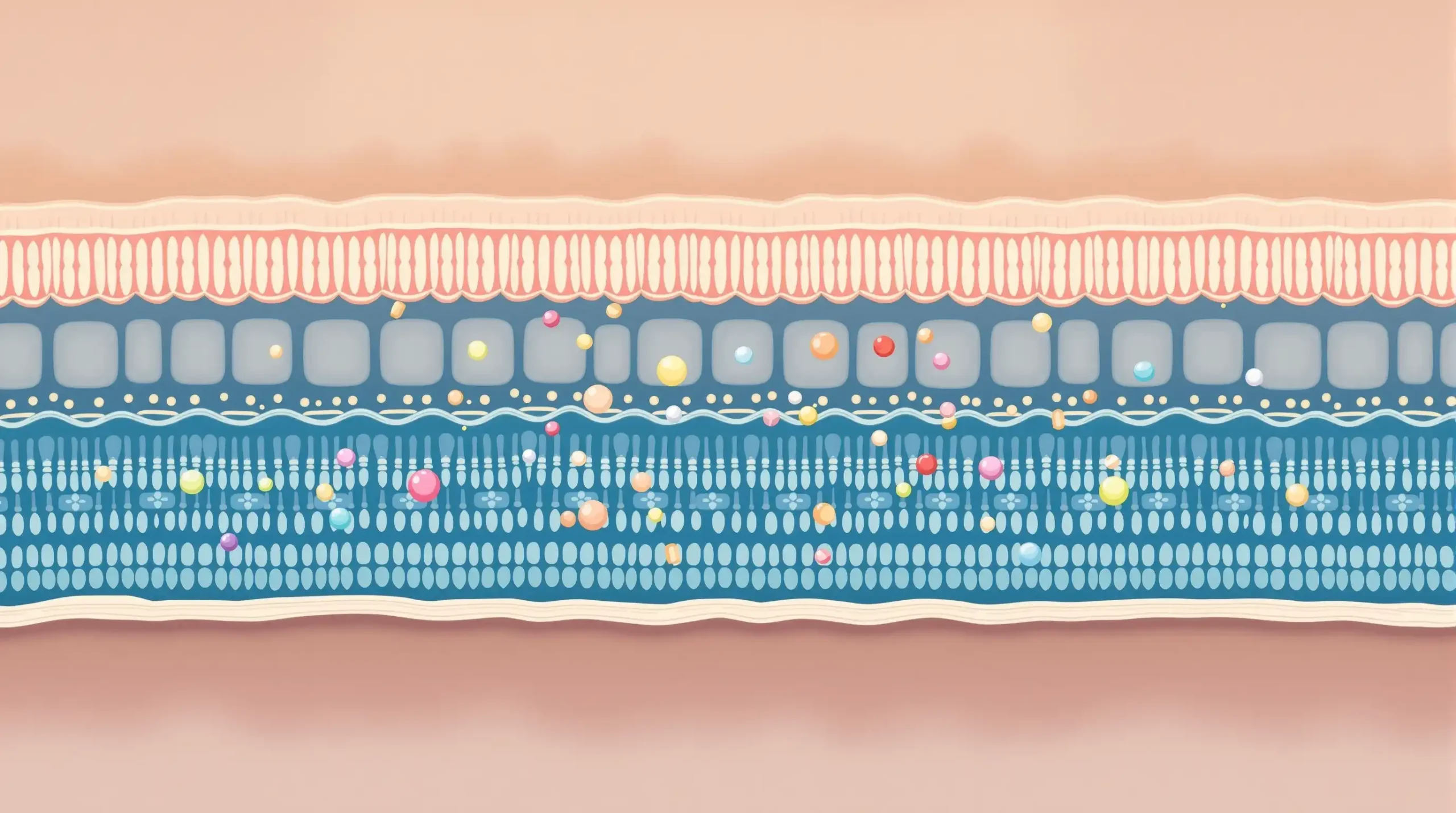 Illustrazione del processo di assorbimento dei nutrienti attraverso la parete intestinale