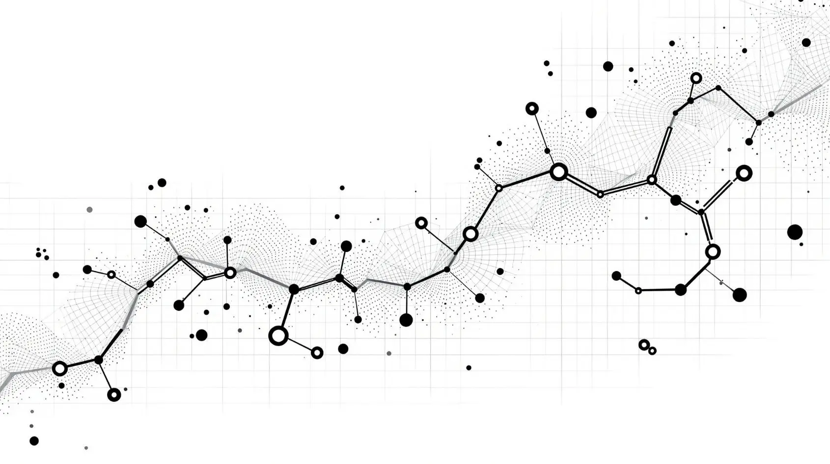 Schema molecolare astratto che rappresenta la struttura chimica e il ruolo biochimico della creatina nel metabolismo energetico