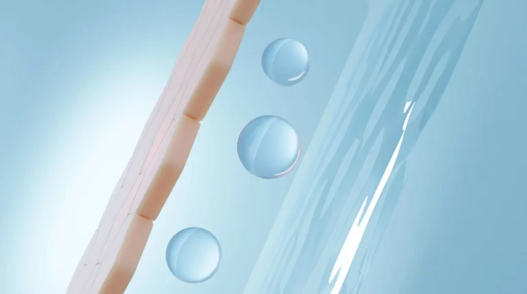 Rappresentazione del collagene nella pelle e dell'idratazione della matrice cutanea