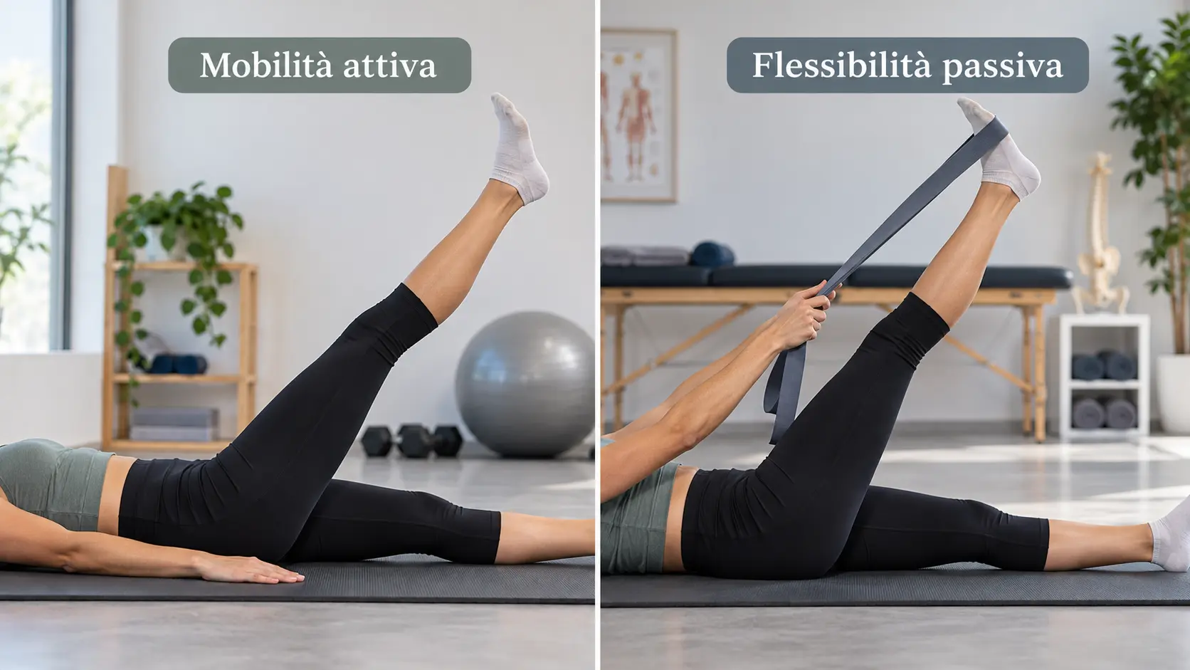 Confronto tra sollevamento attivo della gamba e stretching passivo assistito con una fascia